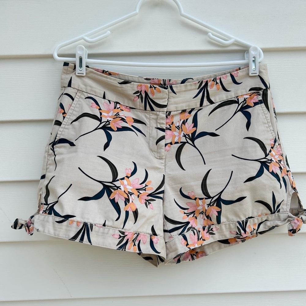 LOFT Tan and Pink High Waist Shorts